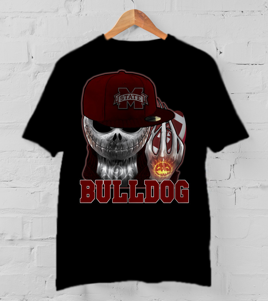 Mississippi State Bulldogs Skull Jack O' Lantern Bulldog T-Shirt