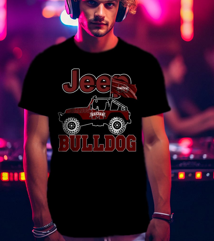 Jeep Mississippi State Bulldog State Flag Rugged T-Shirt