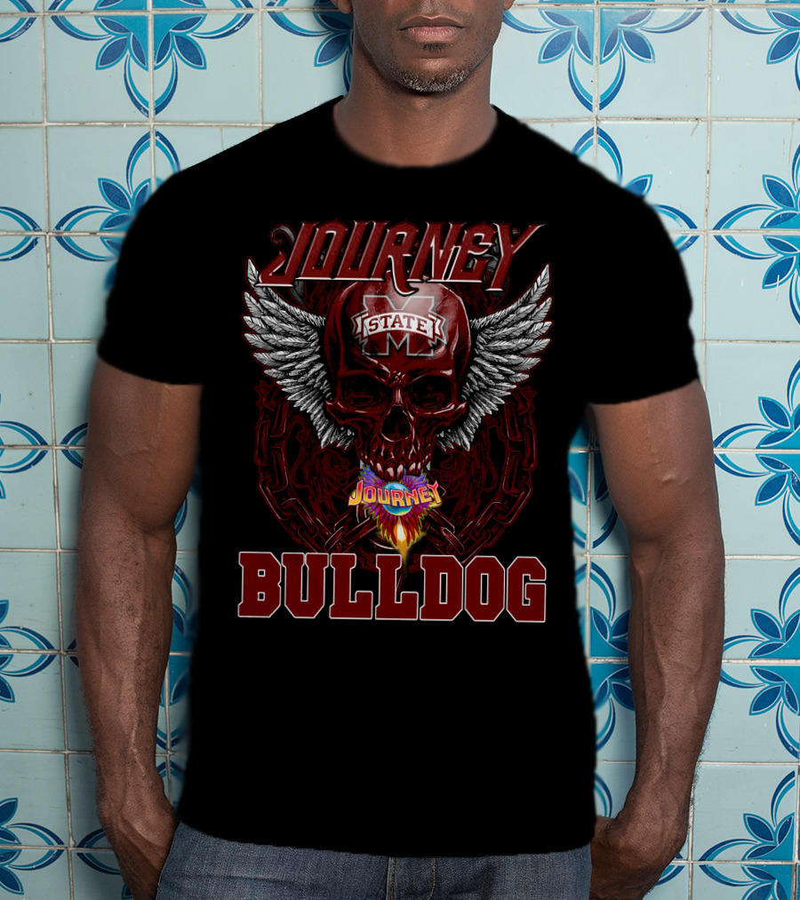Journey Mississippi State Bulldogs Skull Wings Flame T-Shirt