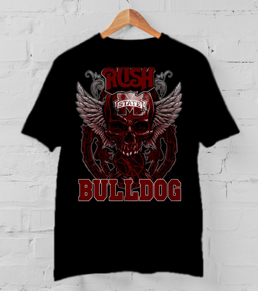 Rush Mississippi State Bulldog Winged Skull T-Shirt