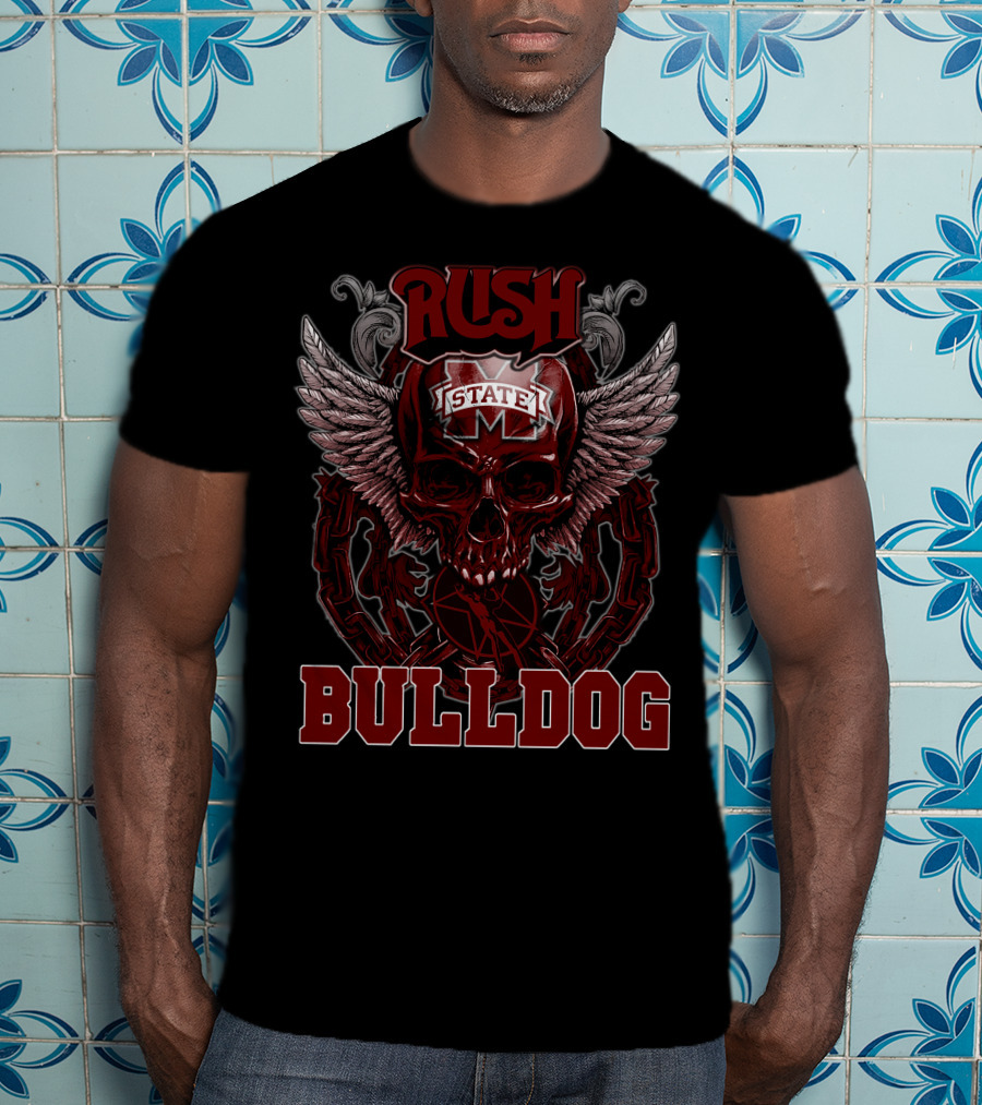 Rush Mississippi State Bulldog Winged Skull T-Shirt