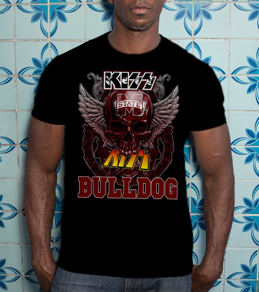 KISS Mississippi State Bulldogs Winged Skull T-Shirt