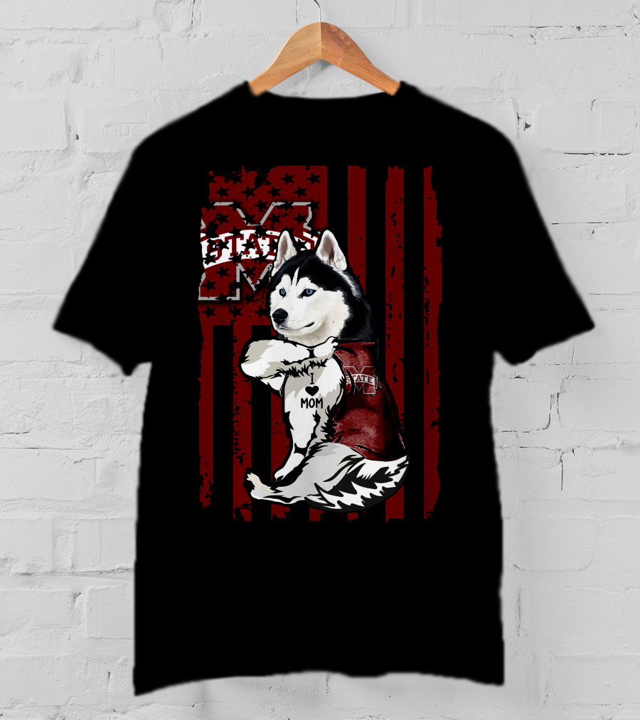Mississippi State Bulldogs Siberian Husky I Love Mom T-Shirt