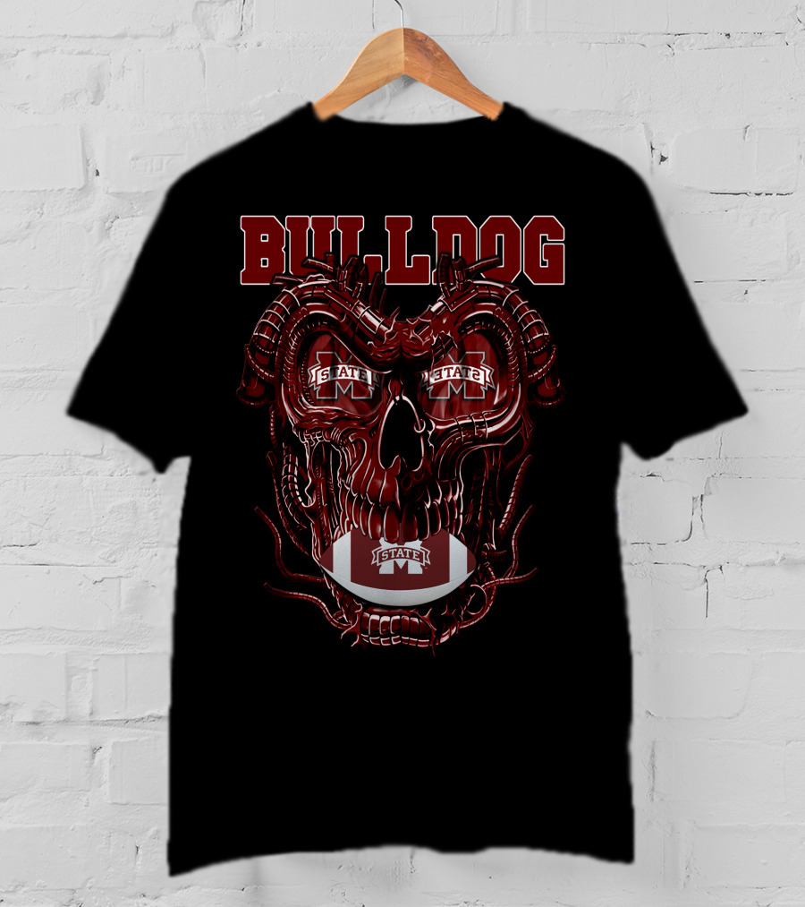 Bulldog Dragonskull Mississippi State M Football T-Shirt
