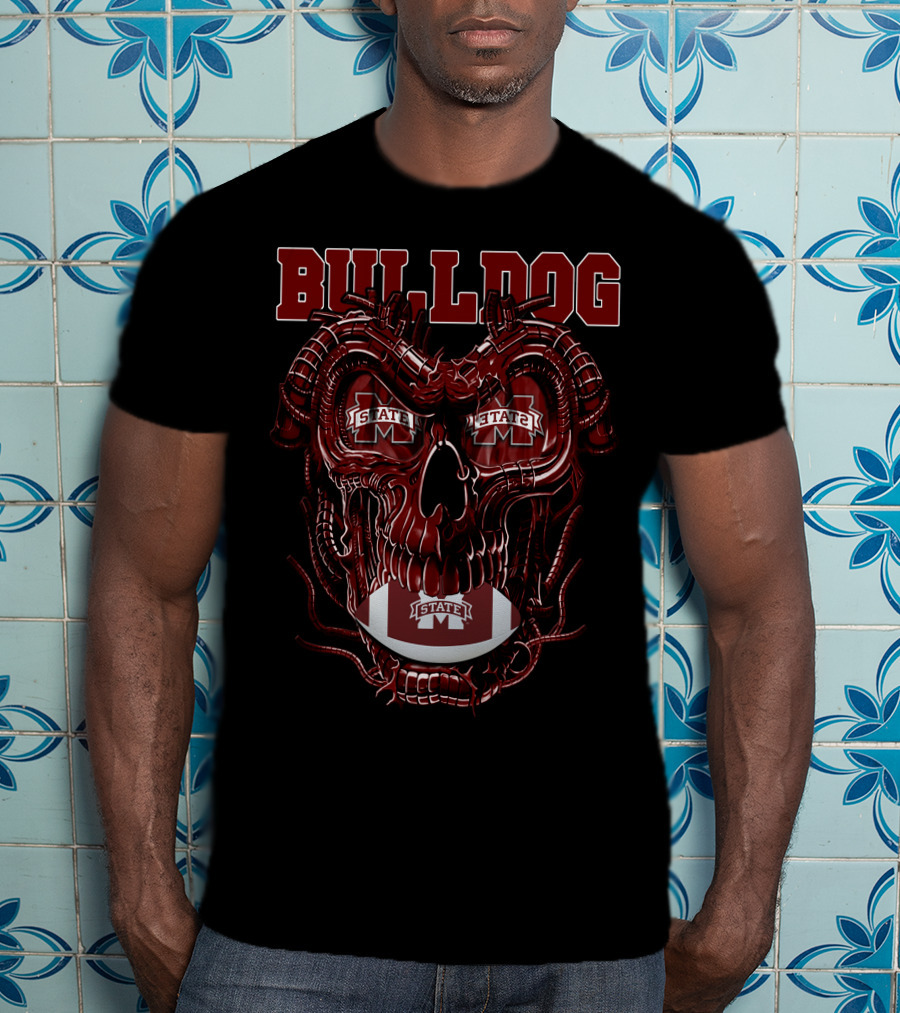 Bulldog Dragonskull Mississippi State M Football T-Shirt