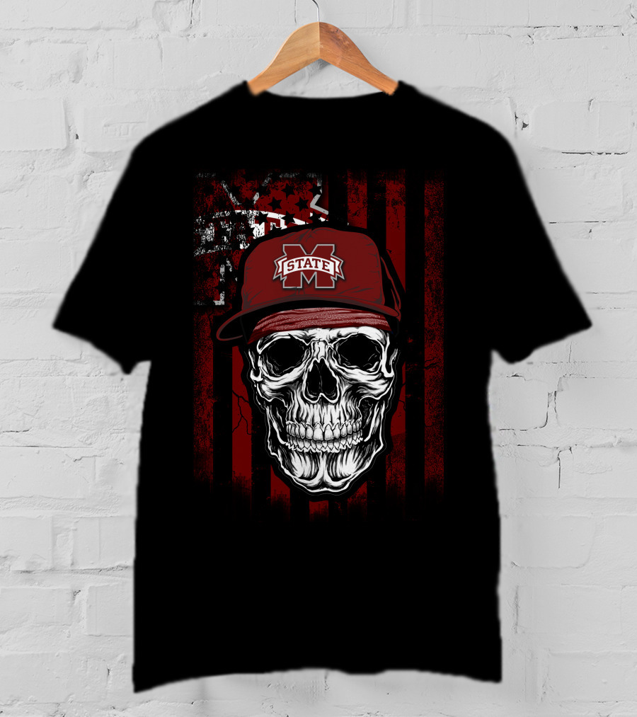 Mississippi State Bulldogs Skull With Cap T-Shirt