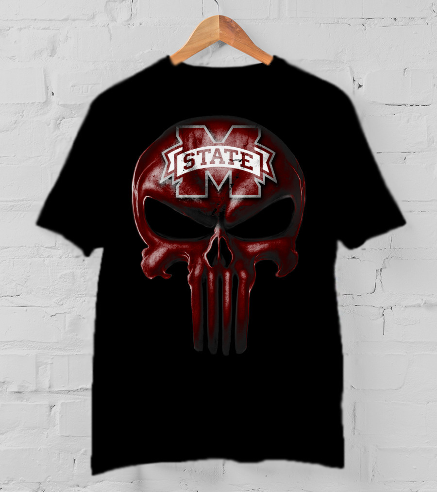 Mississippi State Bulldogs M Logo Skull T-Shirt