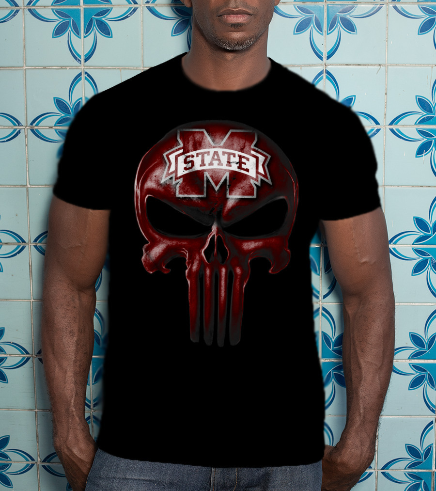 Mississippi State Bulldogs M Logo Skull T-Shirt