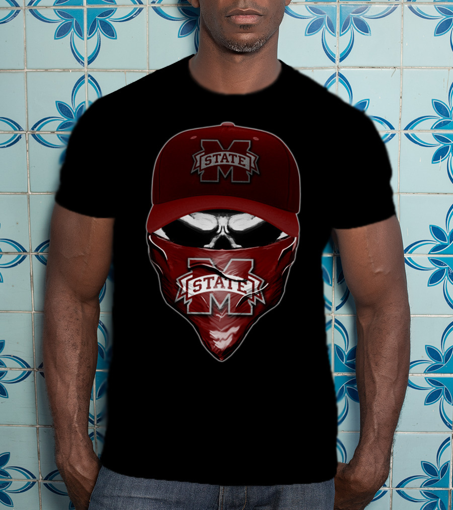 Skull Mississippi State Bulldogs Bandana And Hat T-Shirt