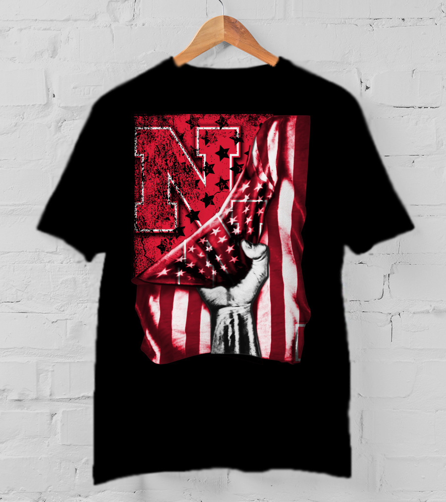 Nebraska Cornhuskers American Flag N Stars Power Symbol T-Shirt