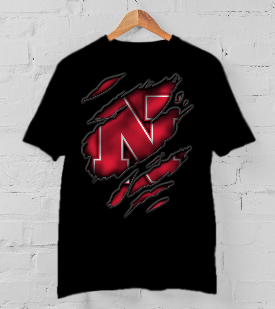 Torn Nebraska Cornhuskers N Logo Claw Marks T-Shirt