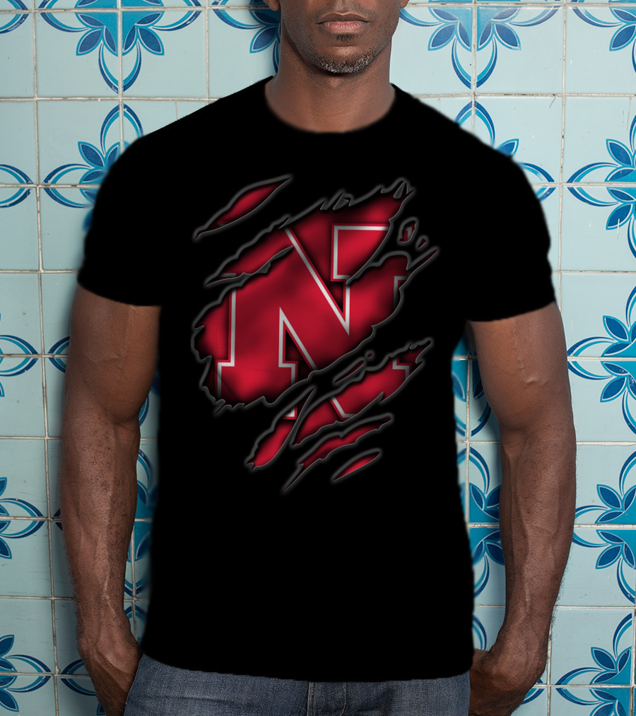 Torn Nebraska Cornhuskers N Logo Claw Marks T-Shirt