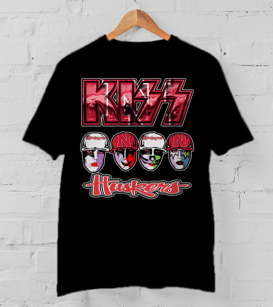 Kiss Nebraska Huskers N Cornhuskers Faces T-Shirt