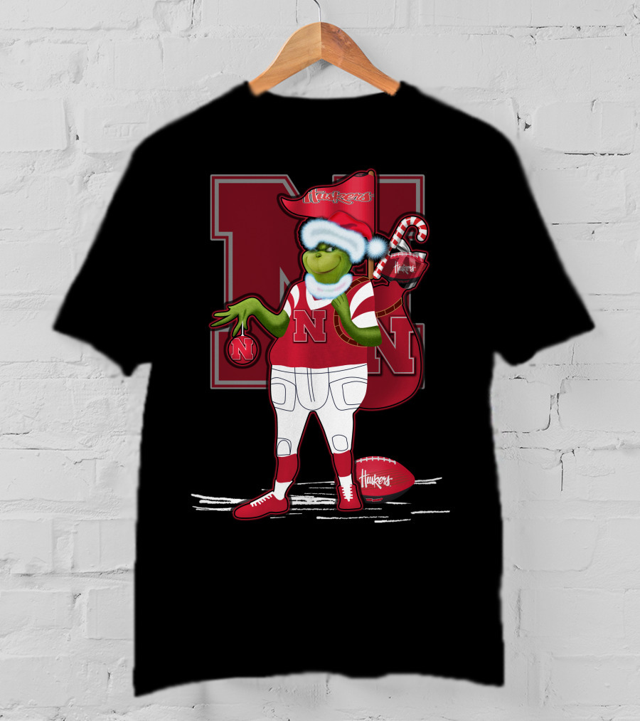 Grinchxmas Nebraska Cornhuskers Festive Football T-Shirt