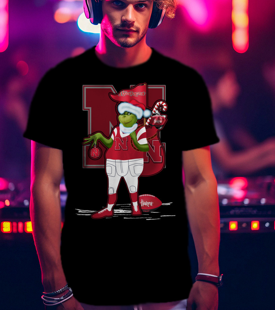 Grinchxmas Nebraska Cornhuskers Festive Football T-Shirt