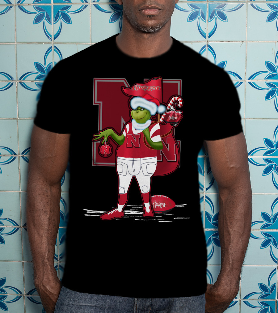 Grinchxmas Nebraska Cornhuskers Festive Football T-Shirt