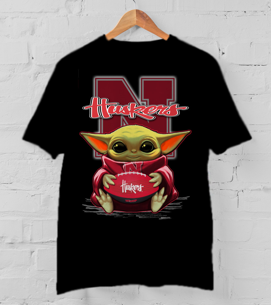 Nebraska Cornhuskers Baby Yoda Football Fan T-Shirt