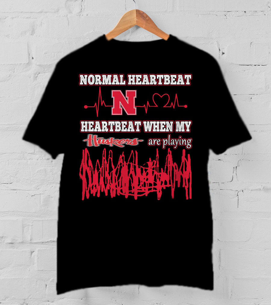 Normal Heartbeat Huskers Heartbeat When My Huskers Are Playing T-Shirt