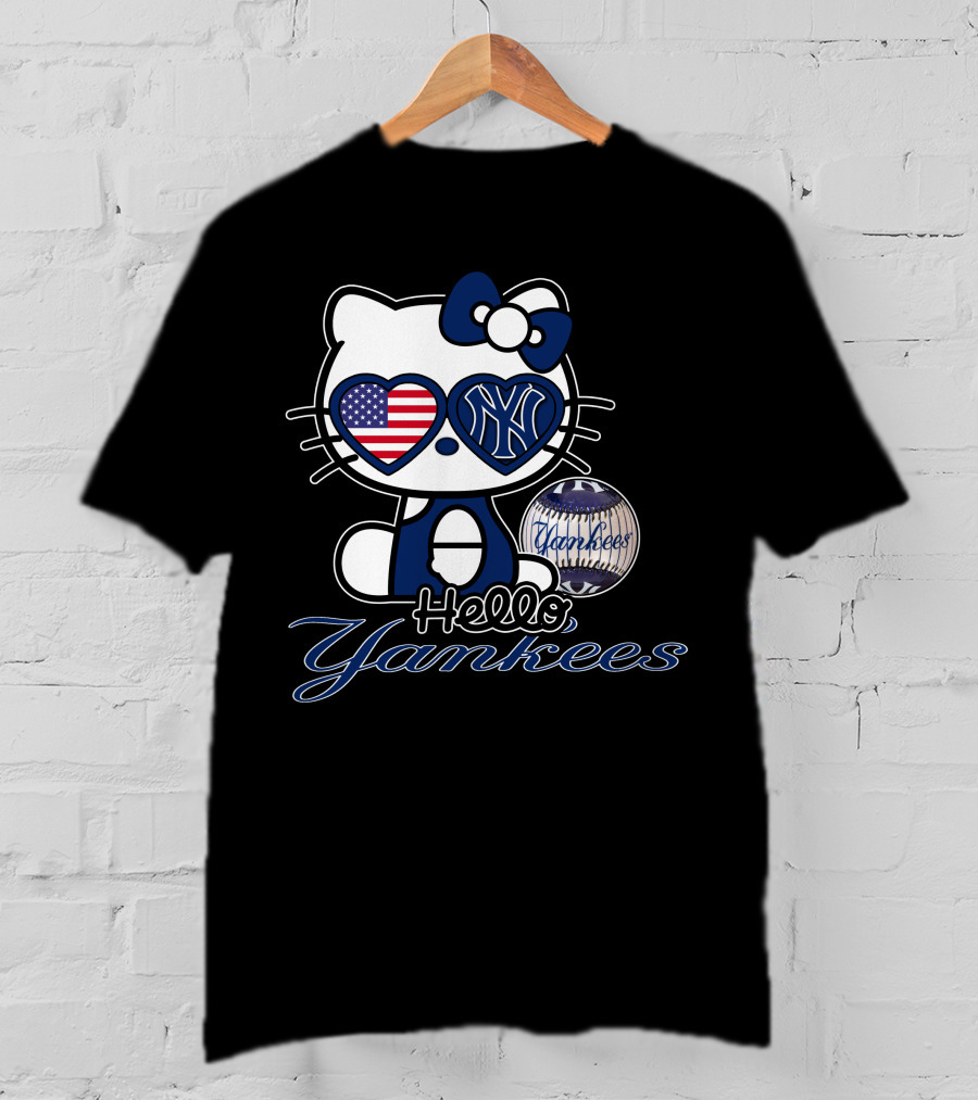 Hello Kitty Yankees American Flag Baseball T-Shirt