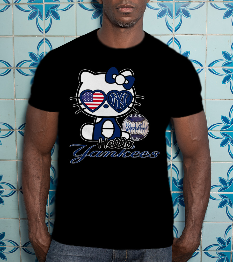 Hello Kitty Yankees American Flag Baseball T-Shirt