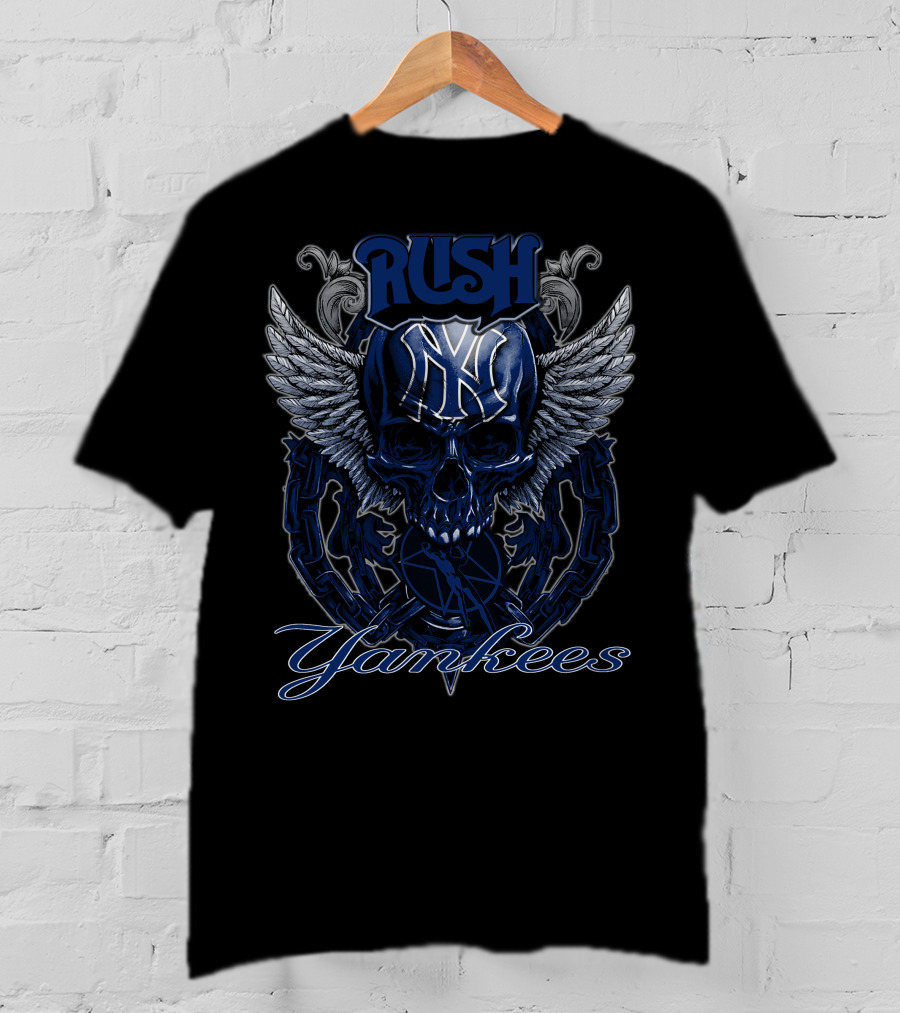 Rush Yankees Skull Wings New York T-Shirt
