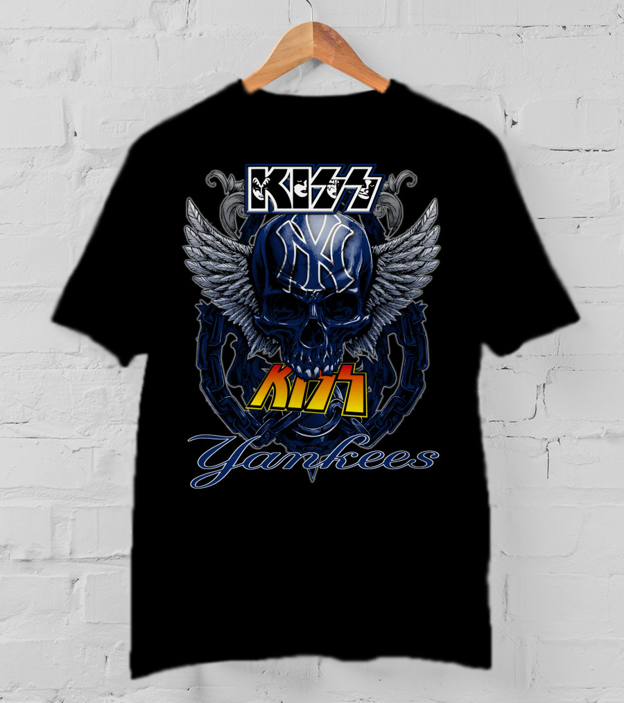 KISS Yankees Skull Wings T-Shirt