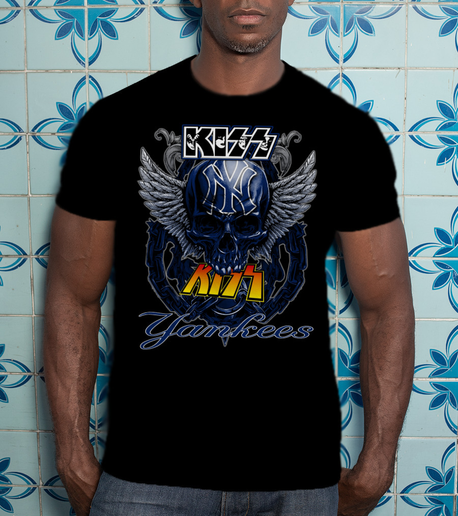 KISS Yankees Skull Wings T-Shirt