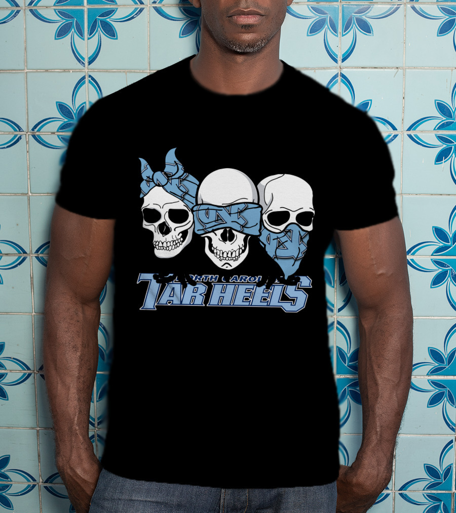 3 Skull North Carolina Tar Heels Bandana T-Shirt