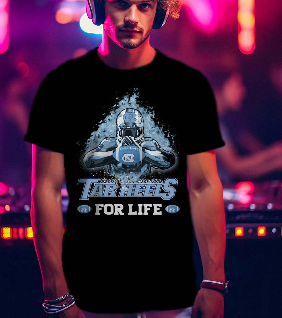 North Carolina Tar Heels For Life Football Player Helmet T-Shirt