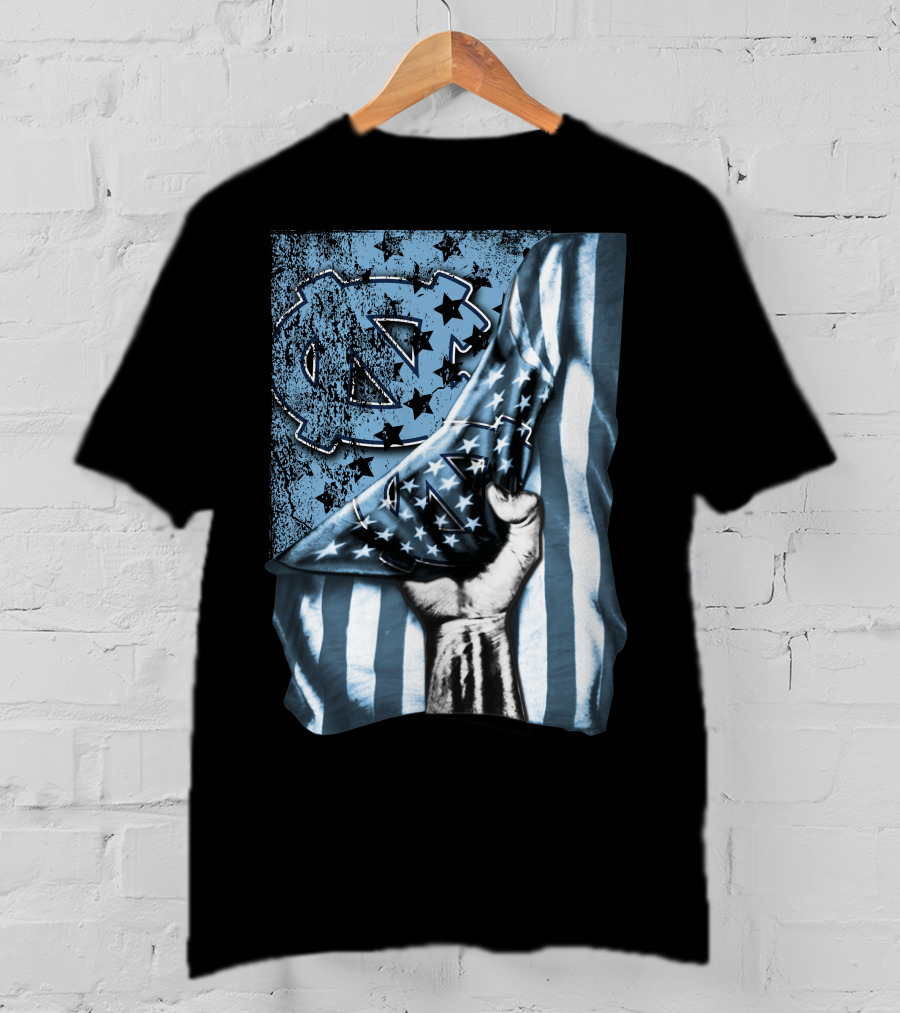 North Carolina UNC Tar Heels American Flag Fist Gesture T-Shirt