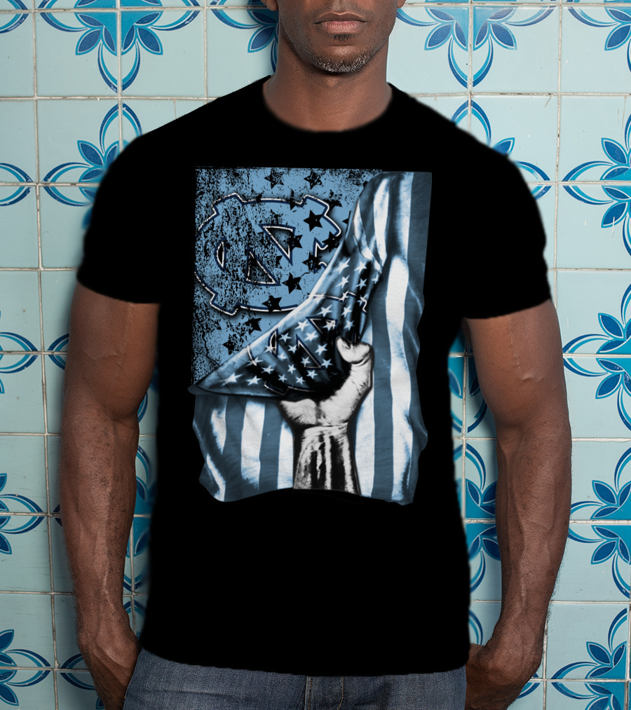 North Carolina UNC Tar Heels American Flag Fist Gesture T-Shirt