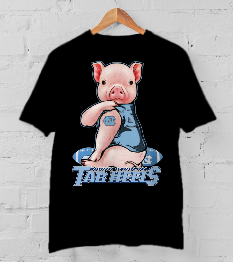 North Carolina Tar Heels Pig With Football And Team T-Shirt