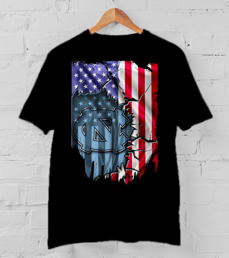 North Carolina Tar Heels American Flag Ripped T-Shirt