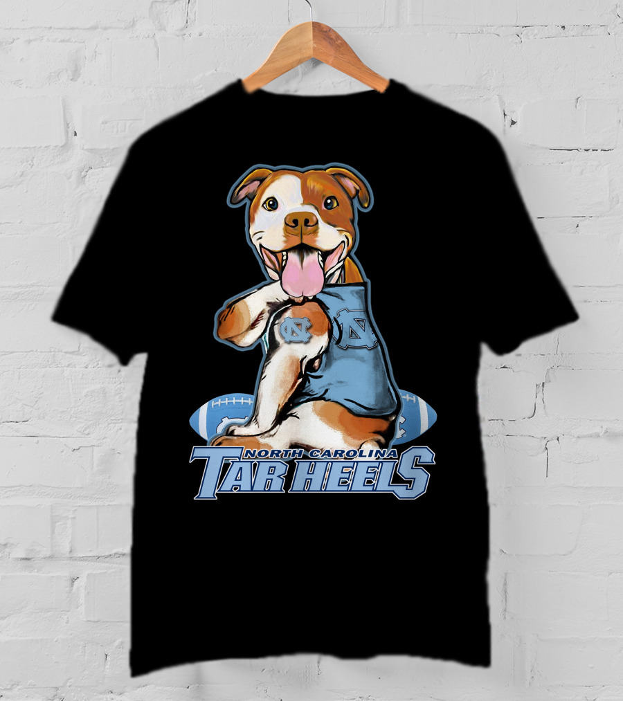 North Carolina Tar Heels Pittbull With Football T-Shirt