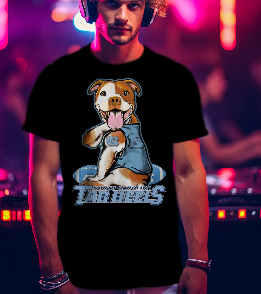 North Carolina Tar Heels Pittbull With Football T-Shirt