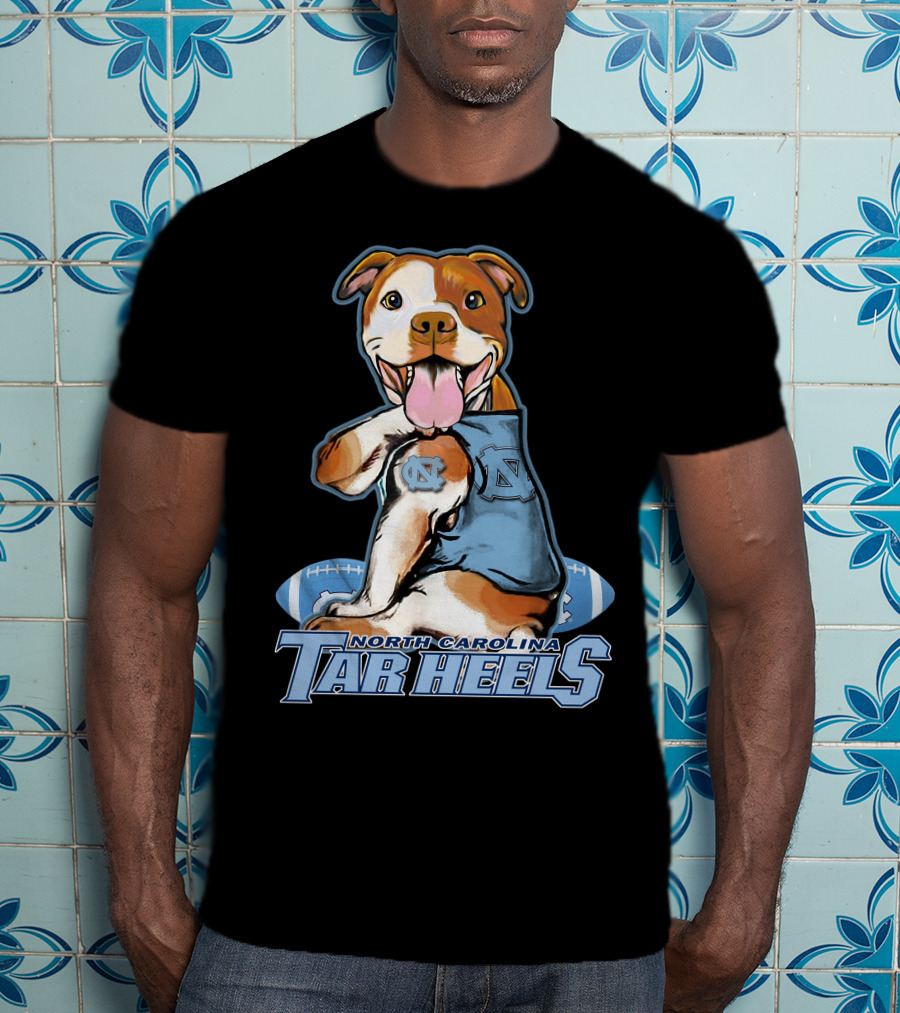 North Carolina Tar Heels Pittbull With Football T-Shirt