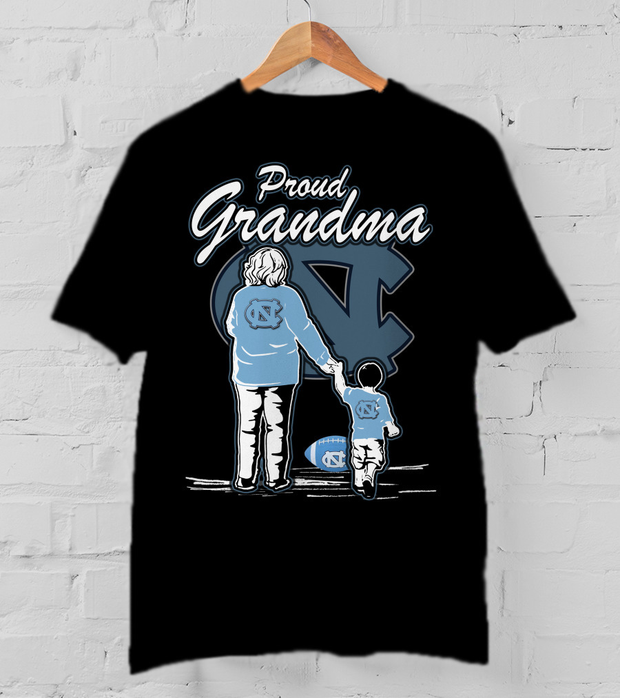 Proud Grandma North Carolina Tar Heels Football Family Connection T-Shirt