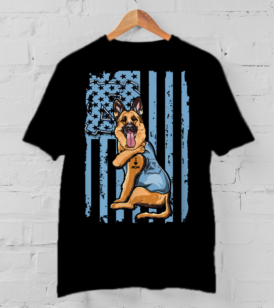 German Shepherd I Love Mom North Carolina Tar Heels T-Shirt