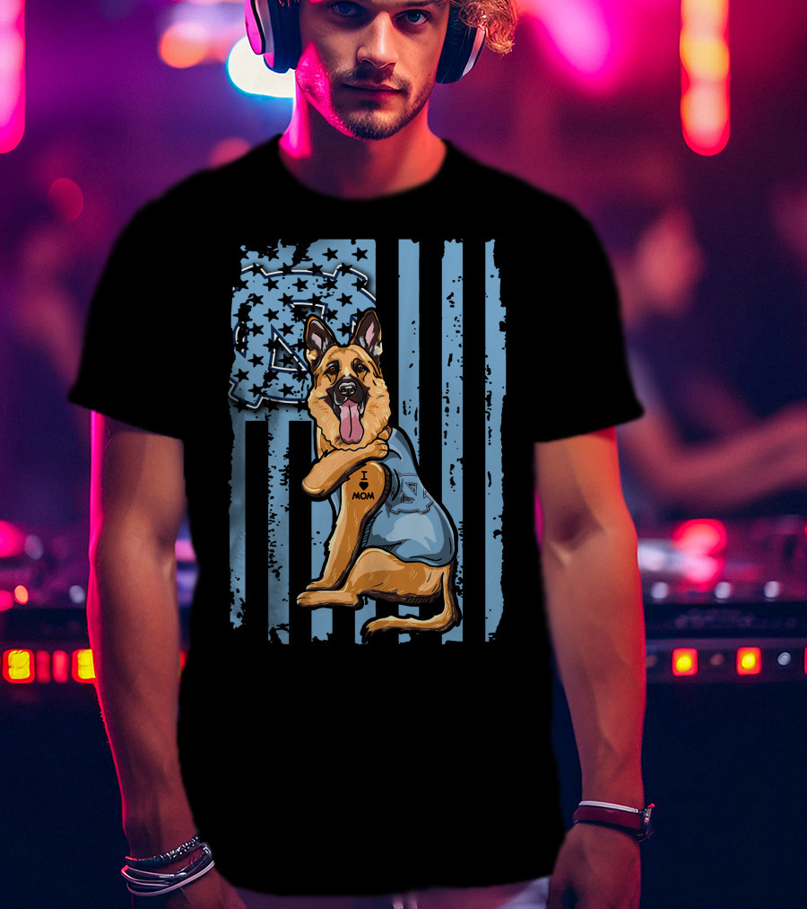 German Shepherd I Love Mom North Carolina Tar Heels T-Shirt
