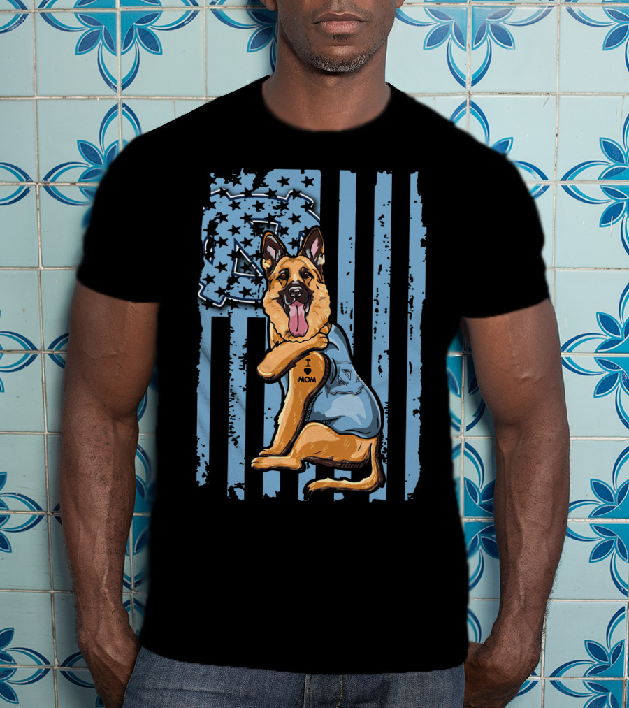 German Shepherd I Love Mom North Carolina Tar Heels T-Shirt
