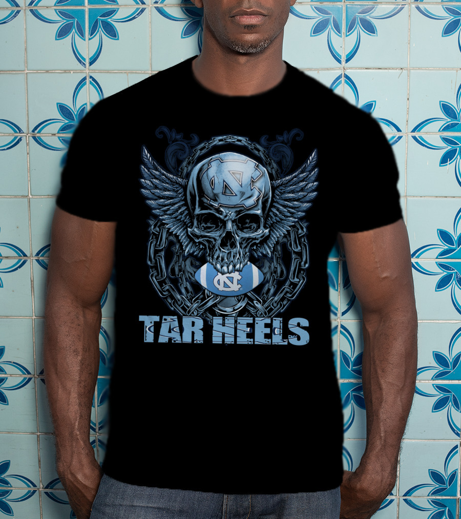 Tar Heels Skull Wings North Carolina Football T-Shirt