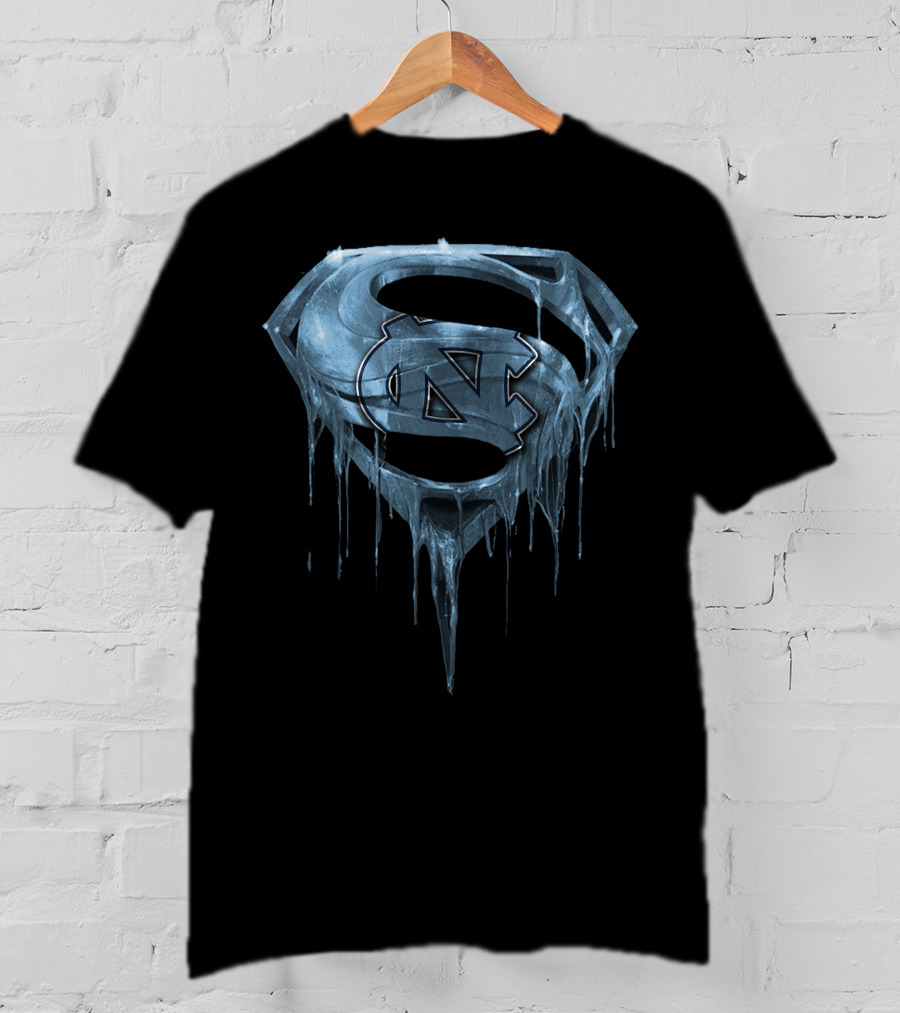 North Carolina Tar Heels Ice Blue Superman Logo Spm T-Shirt