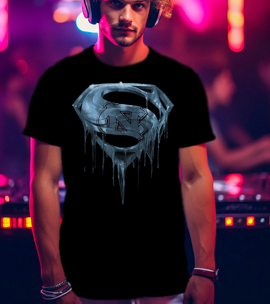 North Carolina Tar Heels Ice Blue Superman Logo Spm T-Shirt
