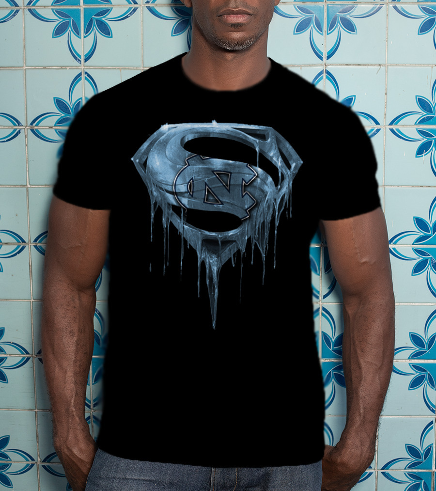 North Carolina Tar Heels Ice Blue Superman Logo Spm T-Shirt
