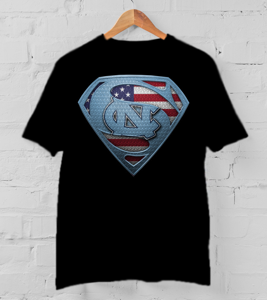 North Carolina Tar Heels American Flag Superhero T-Shirt