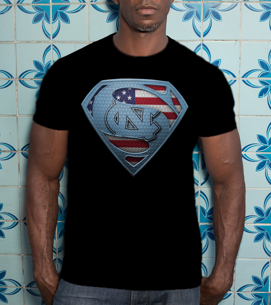 North Carolina Tar Heels American Flag Superhero T-Shirt