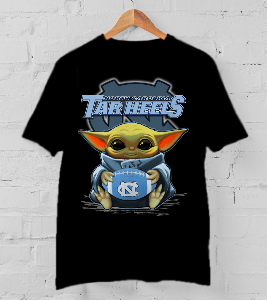 North Carolina Tar Heels Baby Yoda Football T-Shirt