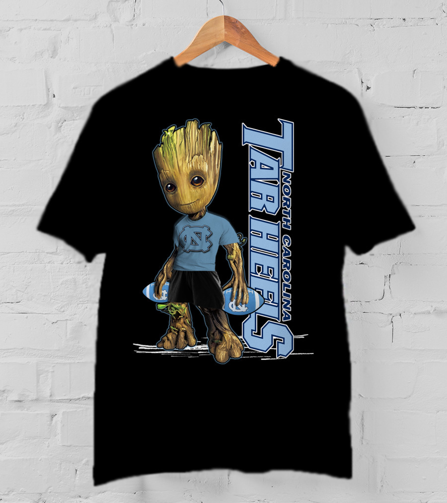 Groot North Carolina Tar Heels Basketball Fan With UNC T-Shirt