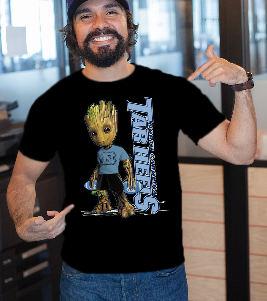 Groot North Carolina Tar Heels Basketball Fan With UNC T-Shirt