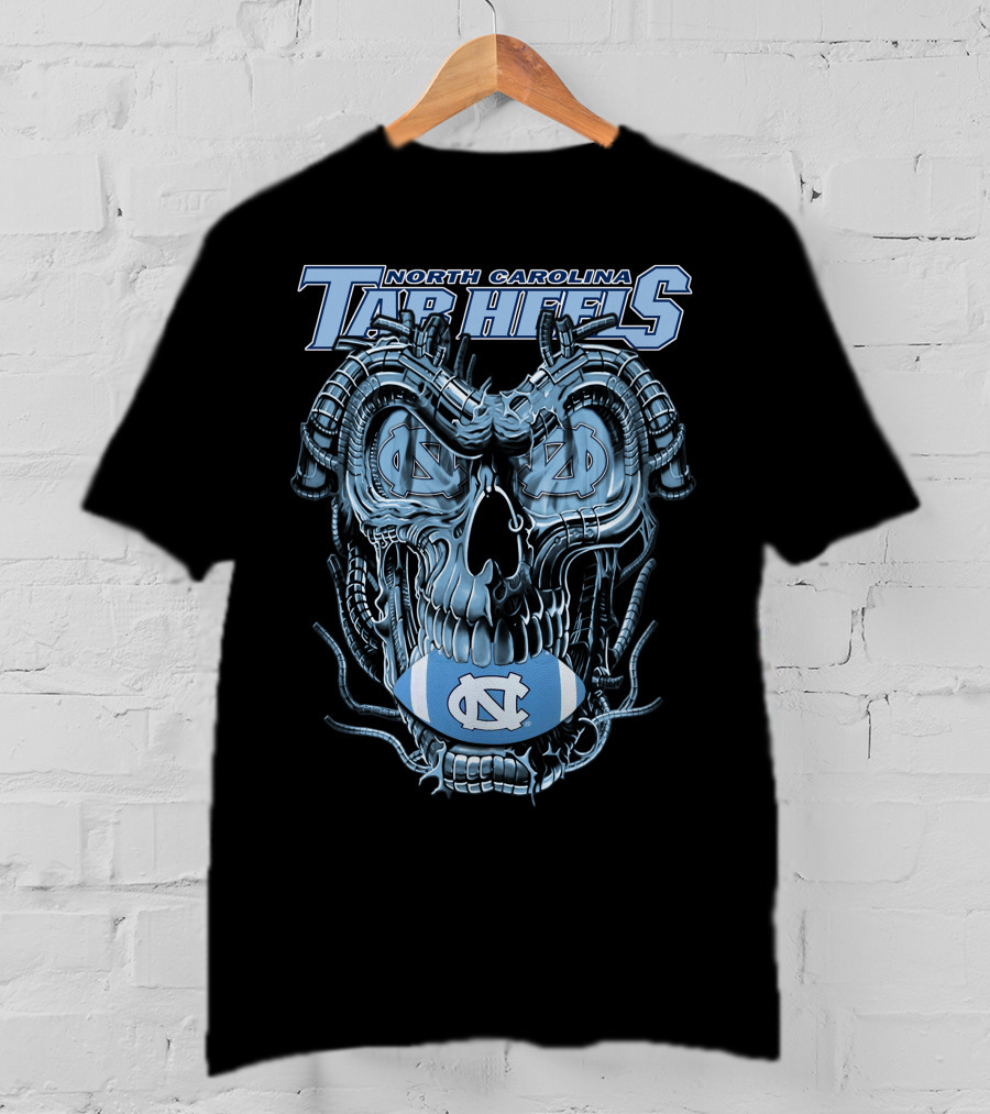 Dragonskull North Carolina Tar Heels Skull Football T-Shirt